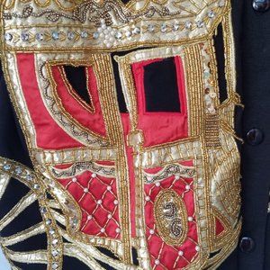 Buckingham Palace Cinderella gold metallic royal coach vintage jacket OS